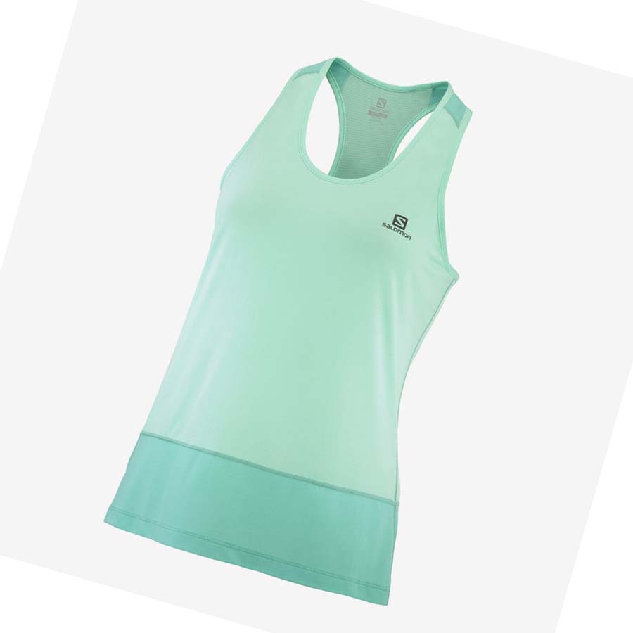 Camiseta Salomon CROSS RUN Mujer Verde Menta | MX 2577QMA